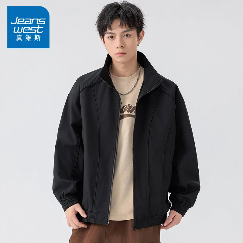 真维斯春季立领外套男宽松青少年男士帅气ins韩版潮牌夹克男