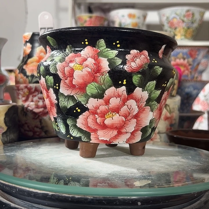 景德镇幸运花盆手绘韩式花盆