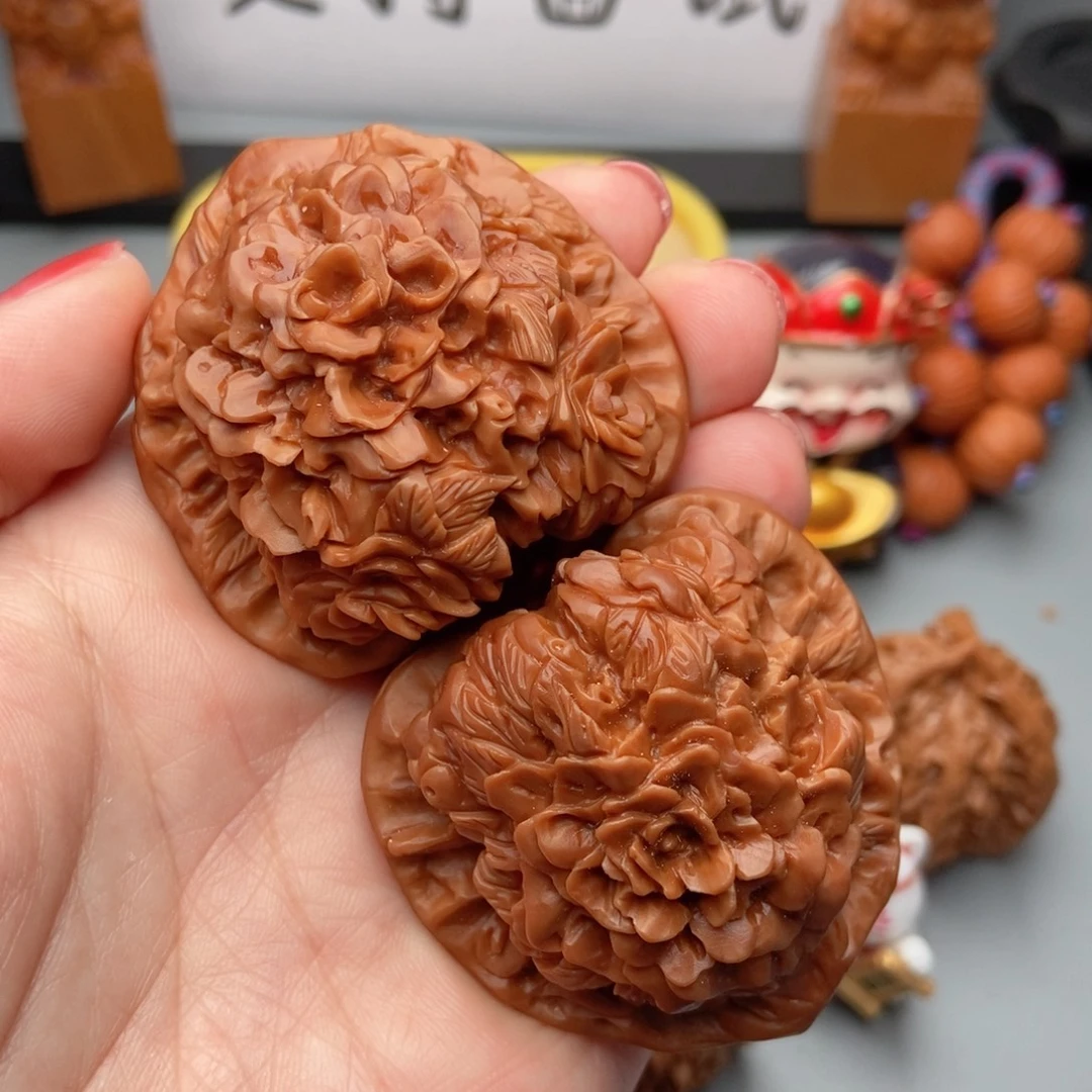 桃核吊坠核桃花开富贵