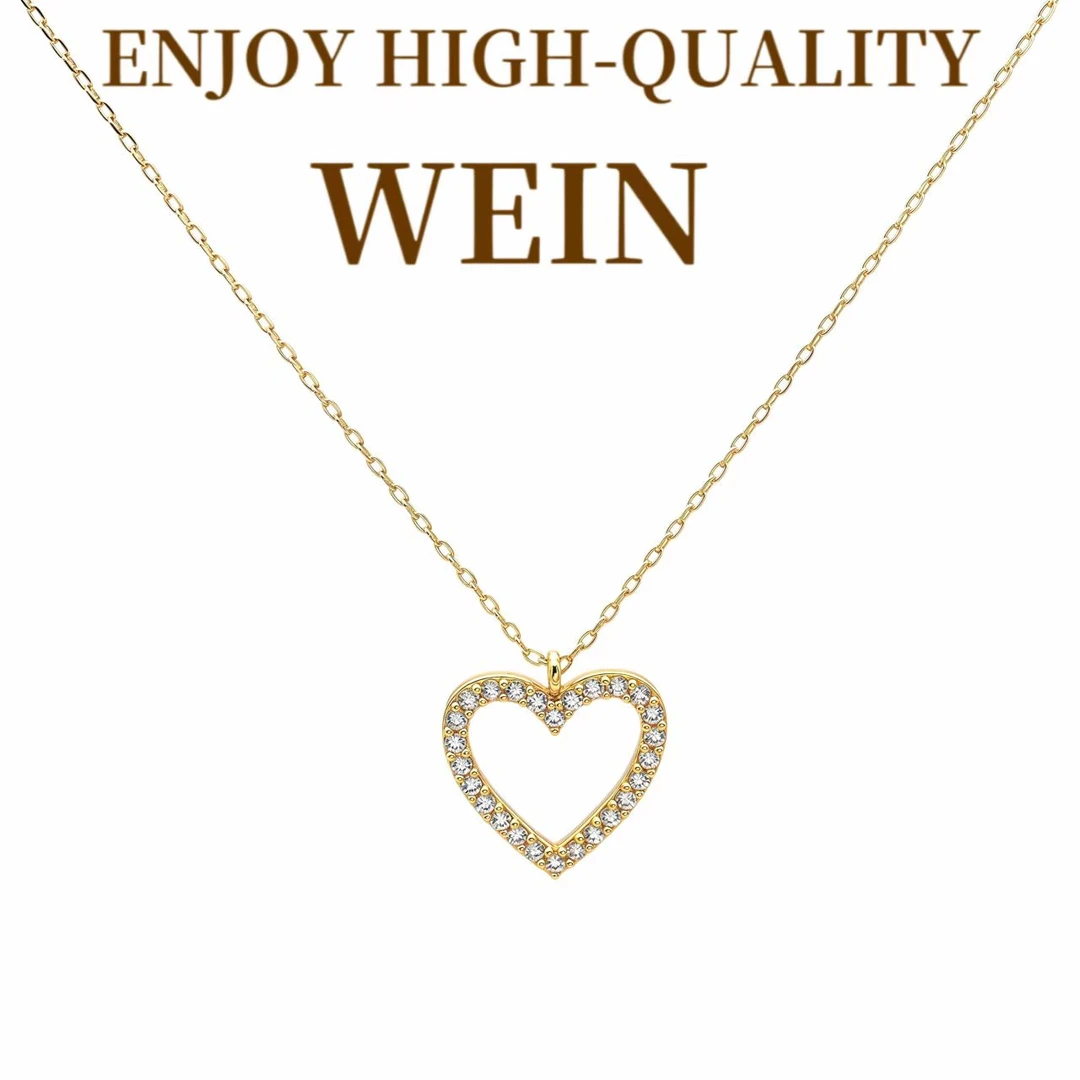 WEIN 铜合金项链 金色镂空爱心镶钻精致气质轻奢时尚百搭简约经典