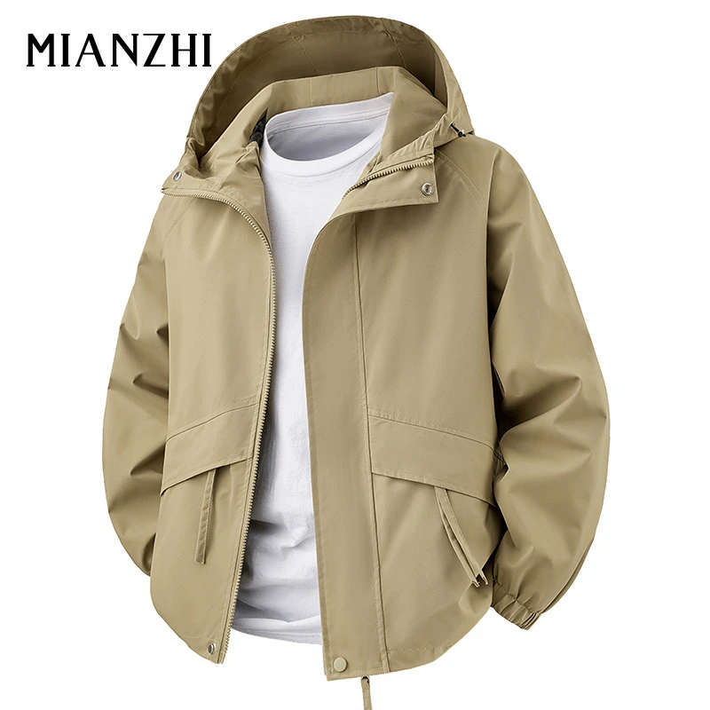 棉致连帽夹克男士春秋季冲锋衣户外运动休闲百搭工装外套2025新款