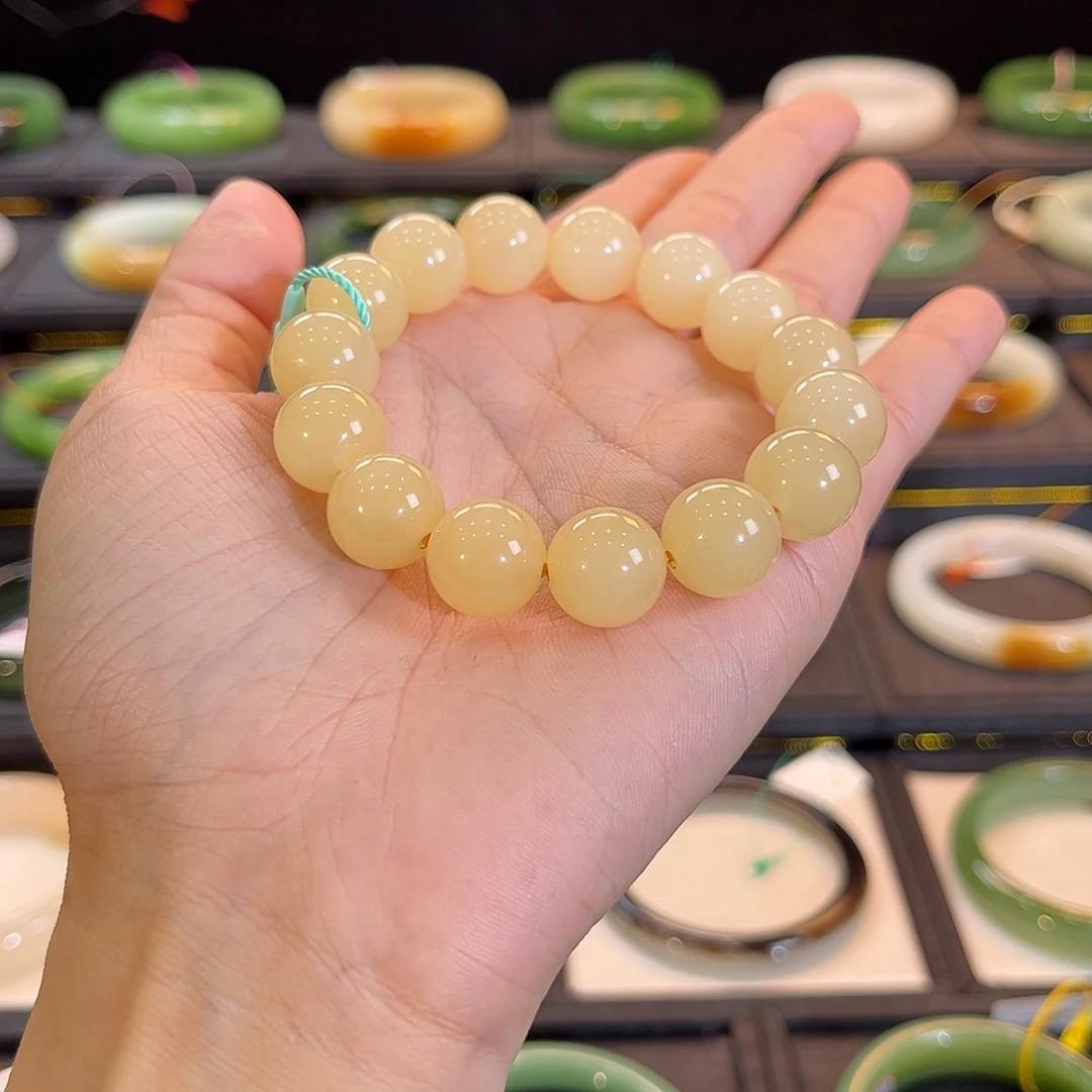 和田玉未镶嵌手镯冰胶蜂蜜水约13