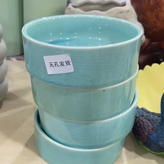 多肉绿植陶瓷花盆9.9包邮，有孔