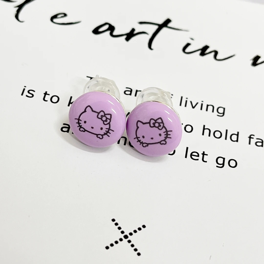 铜合金耳饰 芽怼怼(高高) 耳钉 4503 紫色