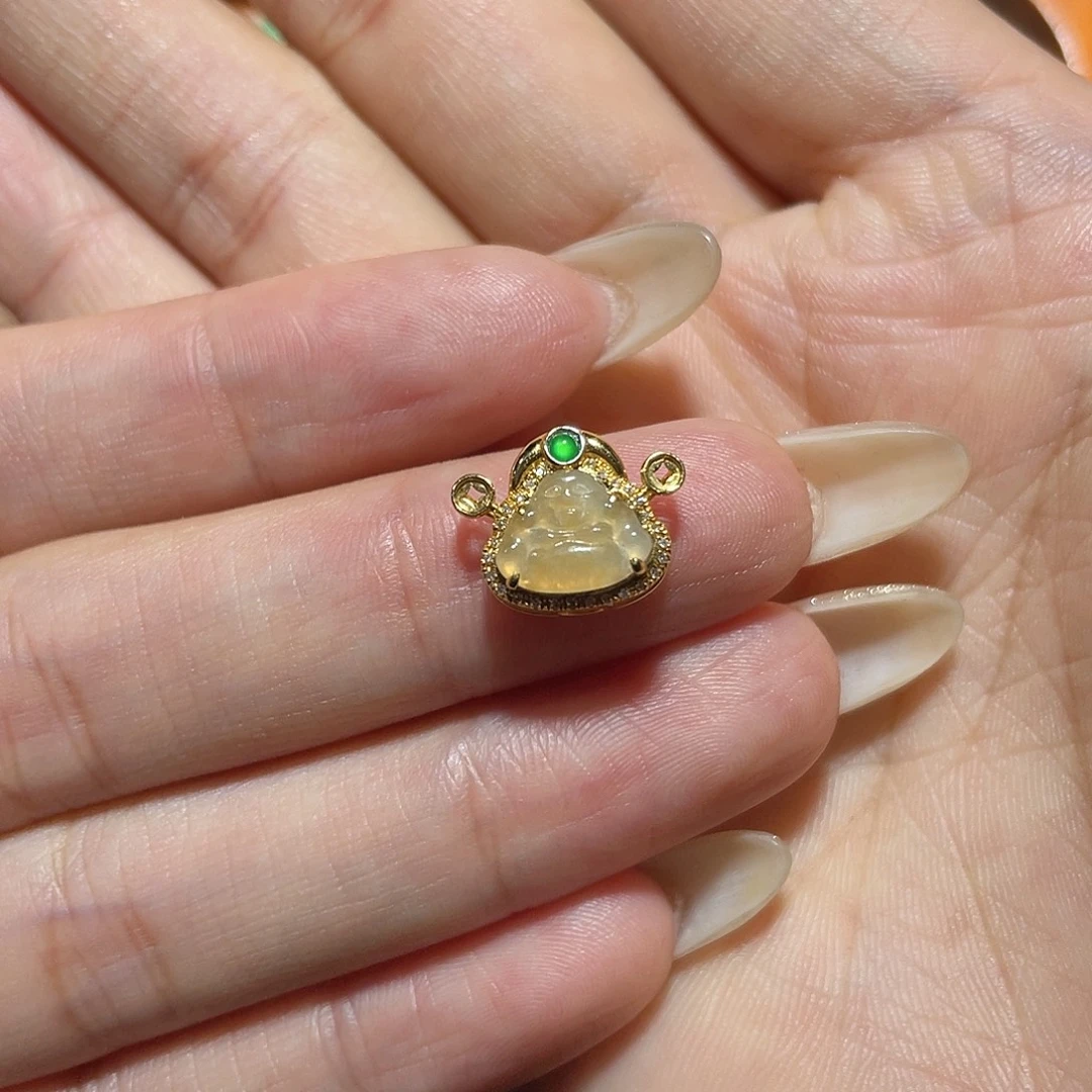 翡翠18K金镶嵌吊坠(不含链)