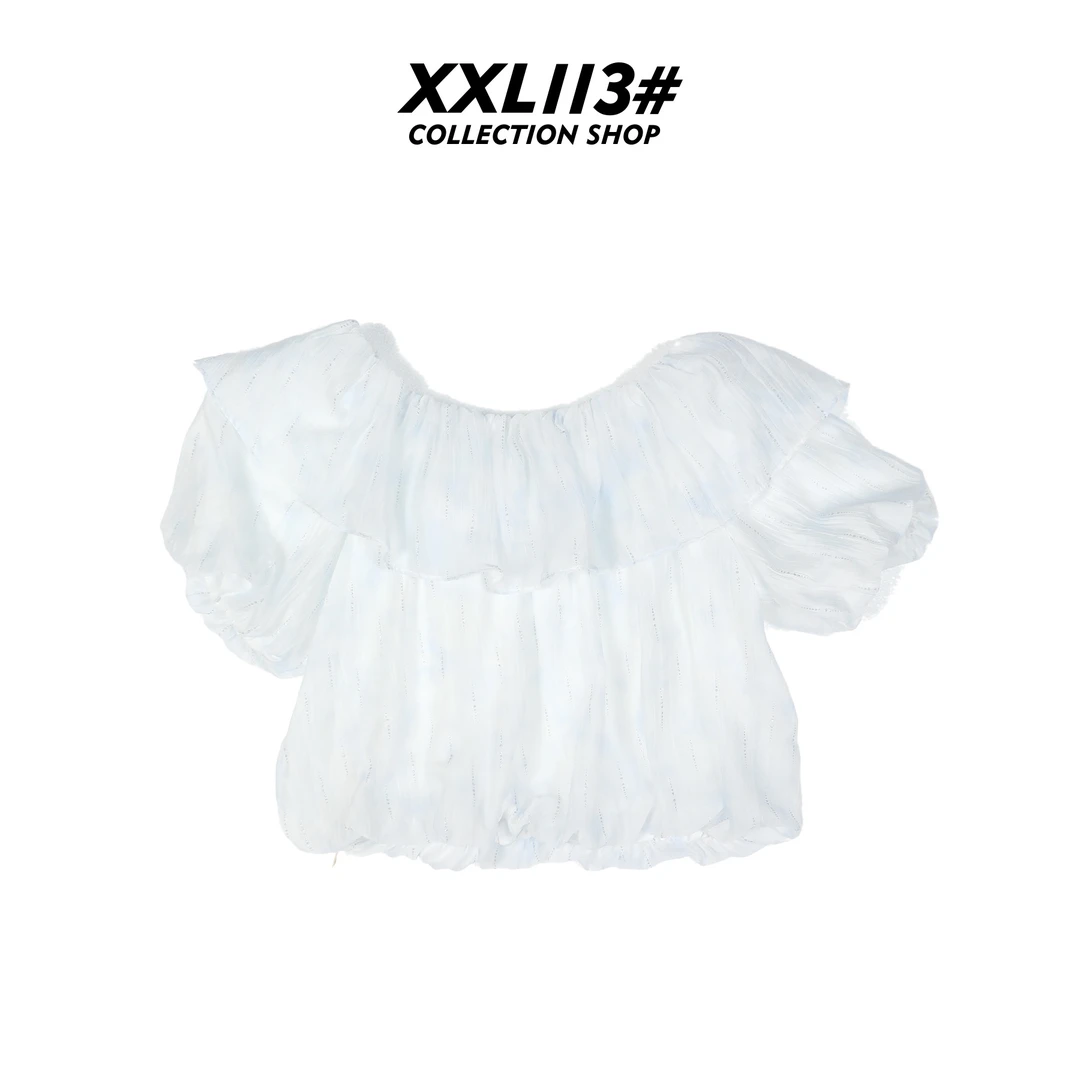 113* CENTRALIZED SHOP荷叶边雪纺衫晕染浅蓝夏装百搭X5F27D5836