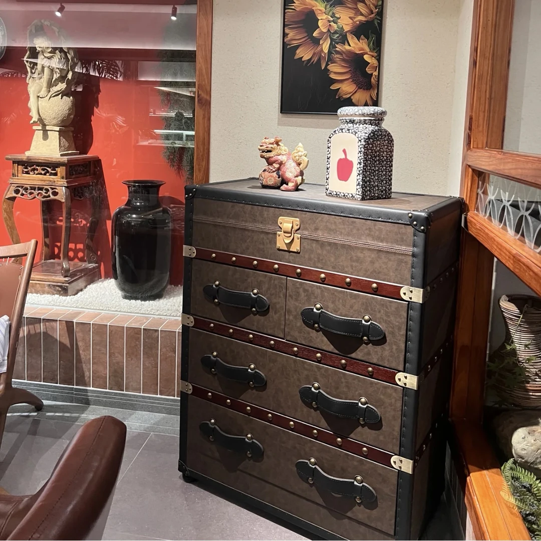 棕色四斗柜储物柜大容量斗柜 长宽高85*45*106cm