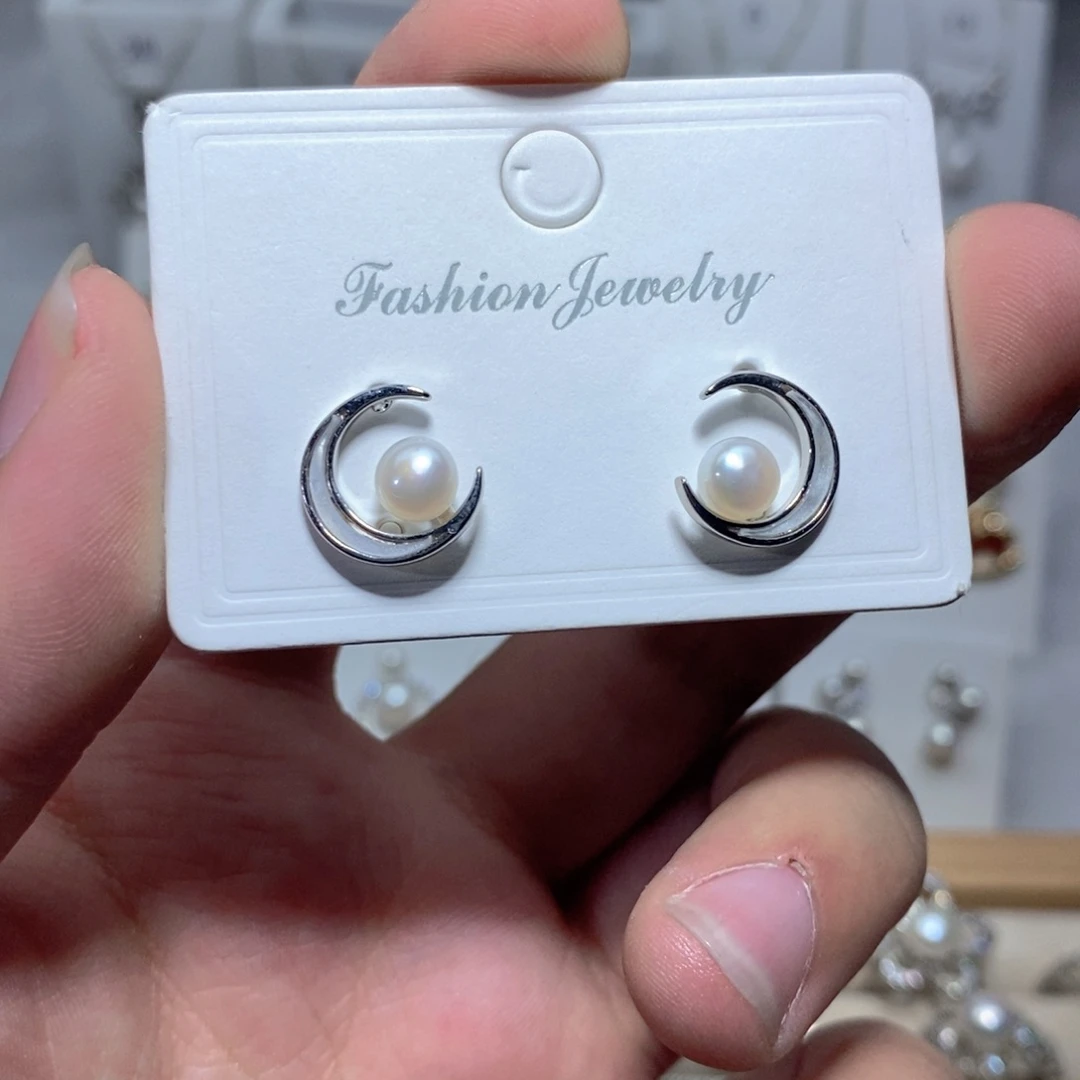 银S925镶嵌淡水珍珠耳饰