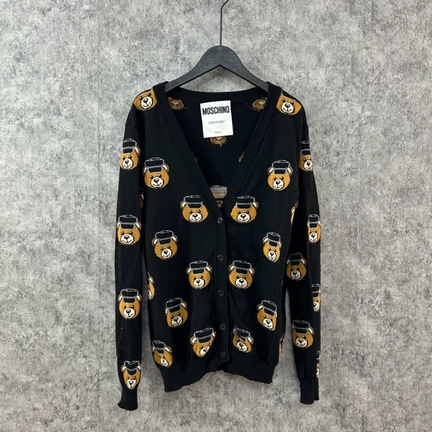 95新 Moschino/莫斯奇诺 莫斯奇诺黑色满印小熊开衫