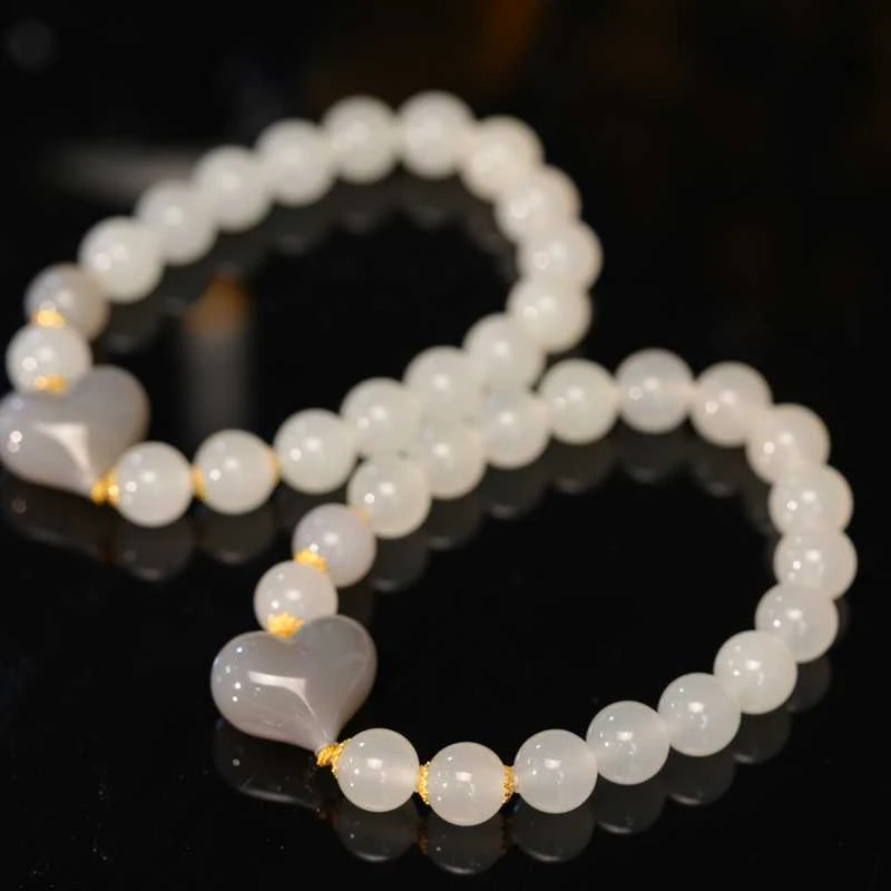 【初见珠宝】18K金和田玉品屁桃手串4-1CH158X182【多样性发一件】