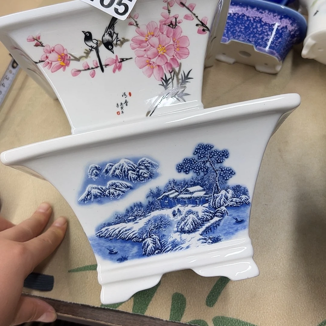 紫砂花盆405号瑕疵2个口不正处理介意勿拍19/10cm