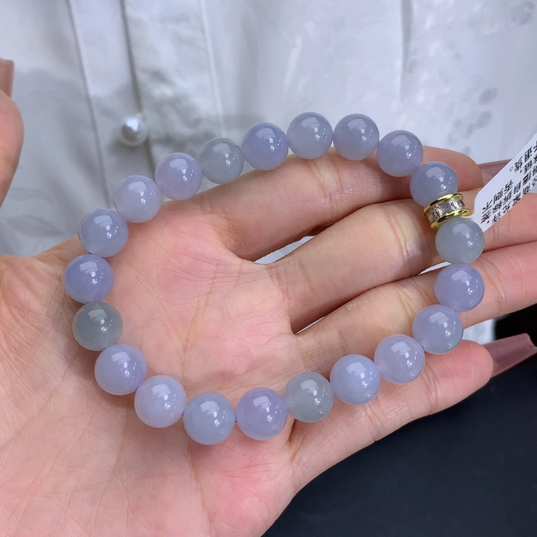 翡翠手链未镶嵌卡9冰胶紫手串