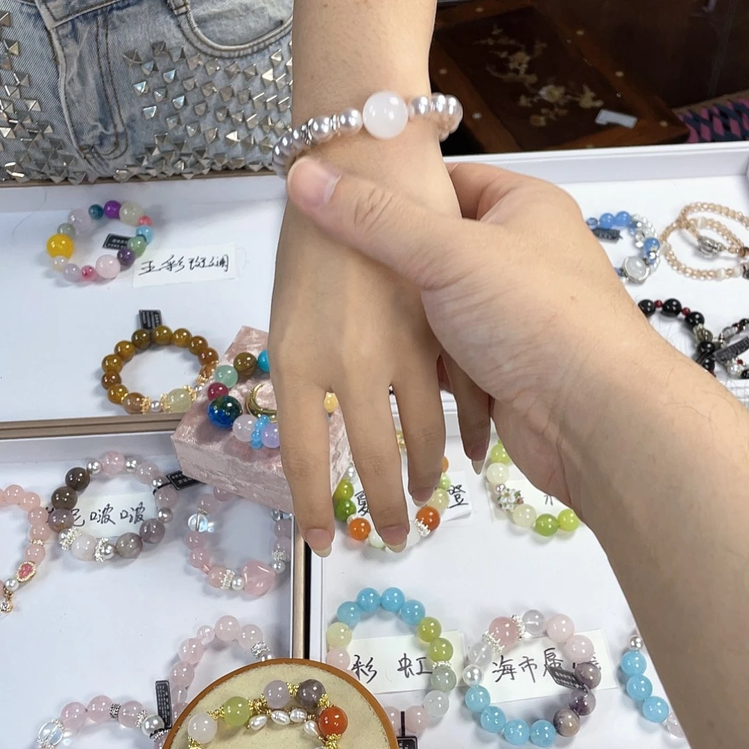 水晶手链银S925镀金镶嵌