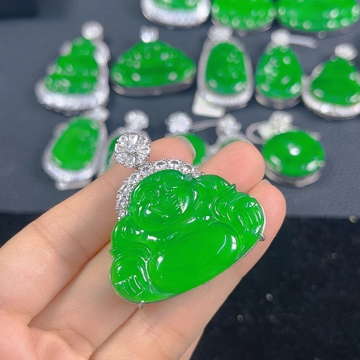 翡翠银S925镶嵌吊坠(不含链)