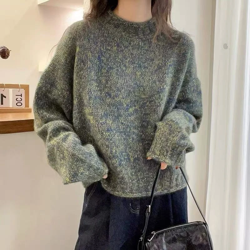 【迷雾森林】韩系时尚圆领宽松显瘦长袖套头毛衣冬季超好看针织衫
