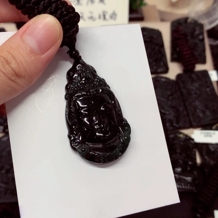 颈饰未镶嵌翡翠天然a货钢琴黑挂件