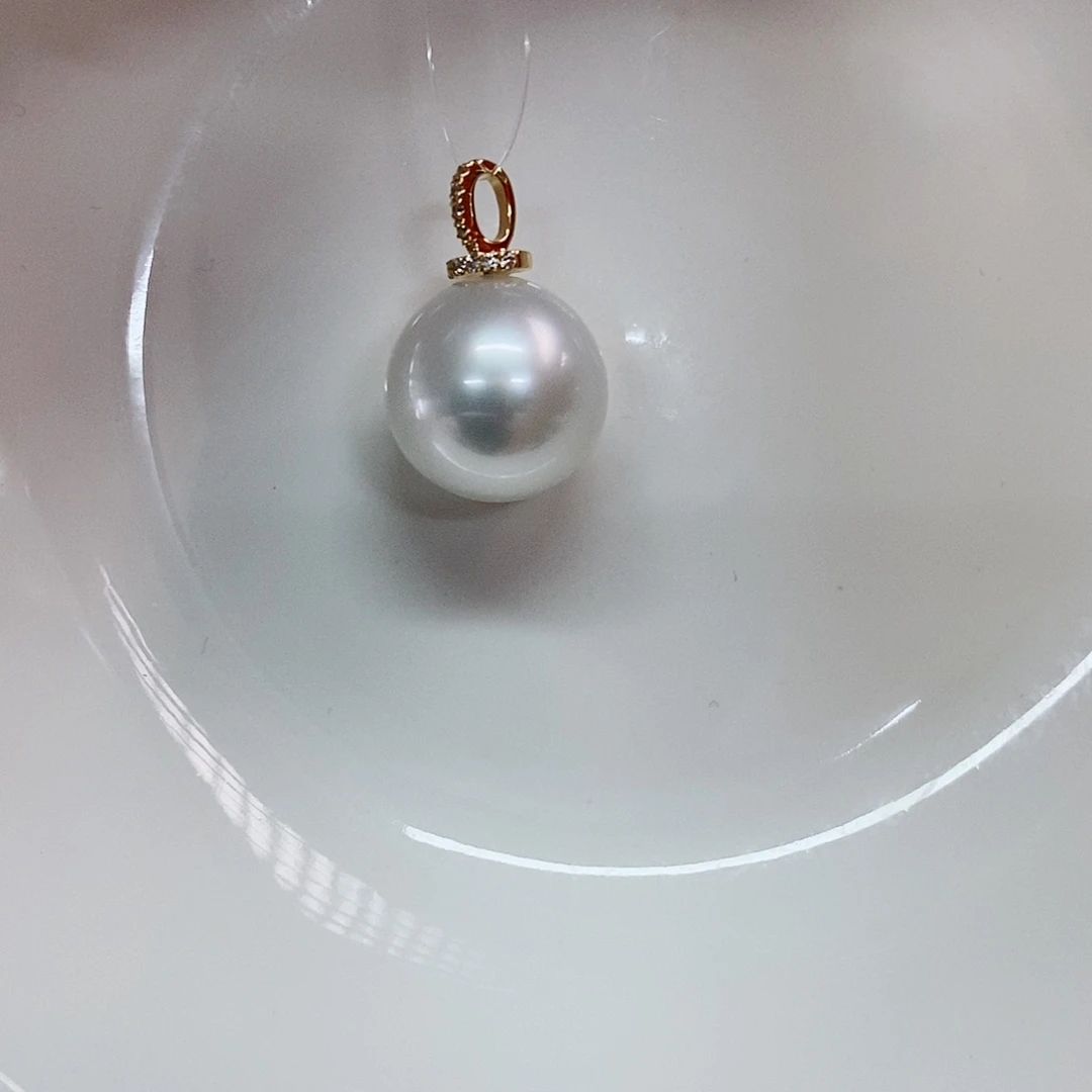 吊坠(不含链)18K金镶嵌海水珍珠11-12