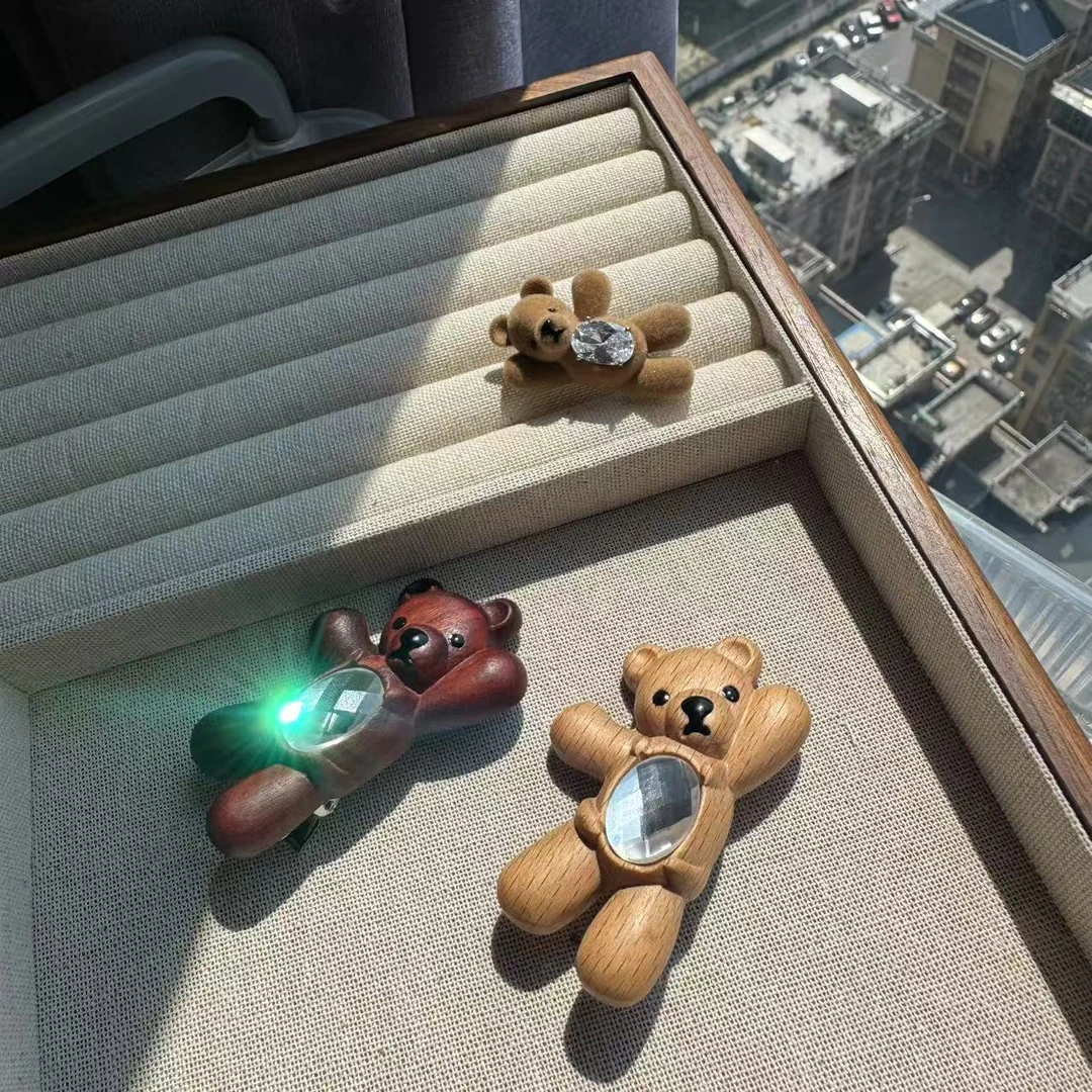 铜合金耳饰打招呼熊夹子