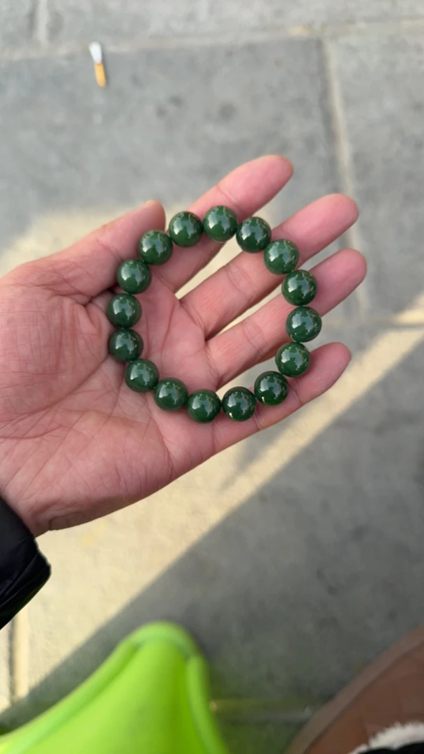 俄罗斯和田玉碧玉手串卡13