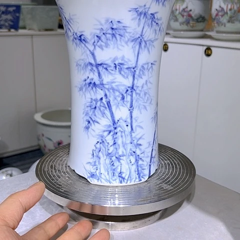 摆件小*炉青花竹纹陶瓷花器