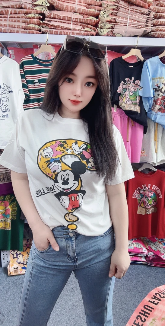 松乐鼠家问号米奇印花短袖纯棉