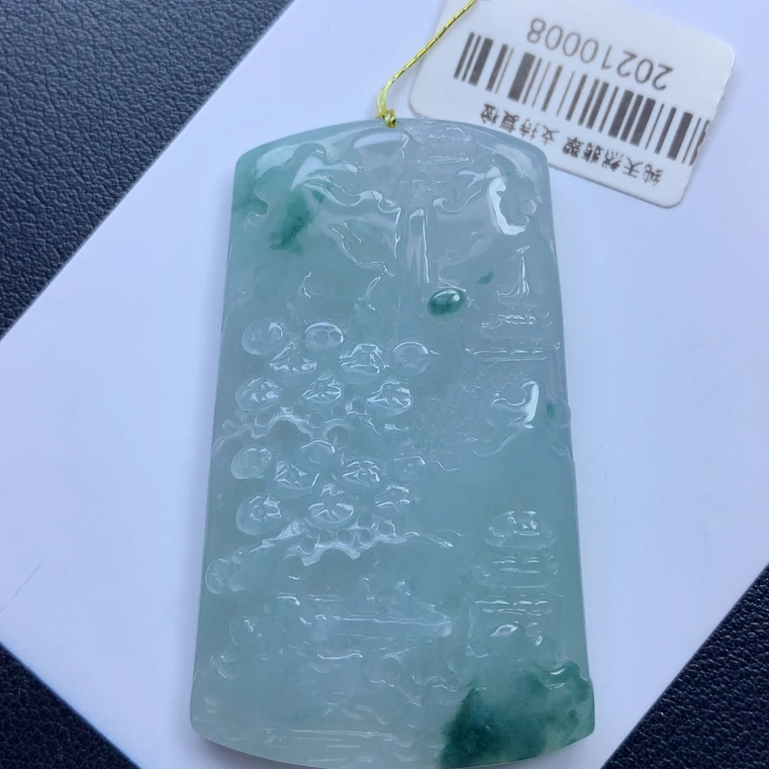 翡翠颈饰未镶嵌山水牌