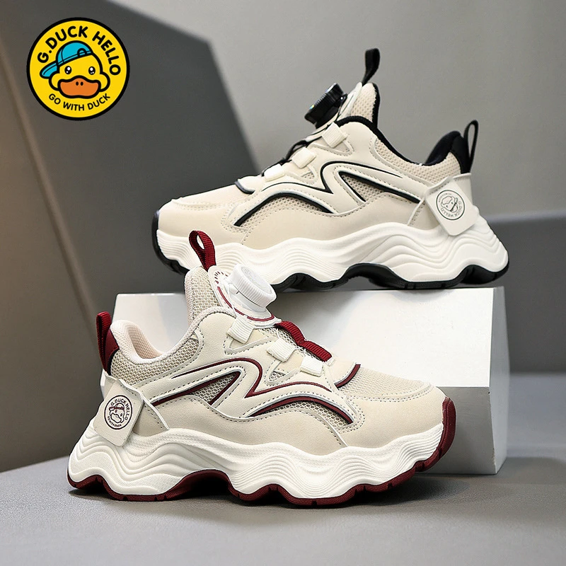 小黄鸭童鞋女童运动鞋春秋2024新款网面透气网鞋鞋女孩纽扣鞋