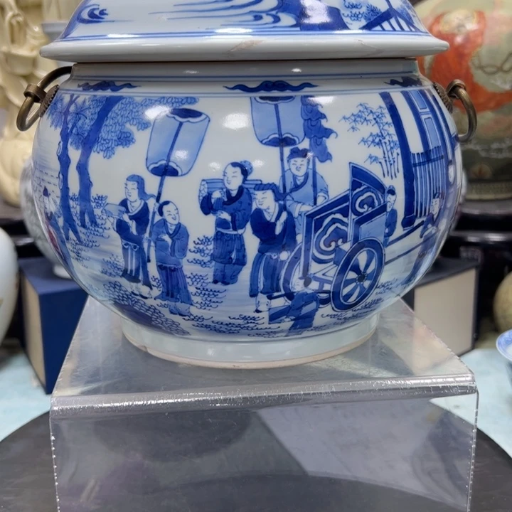 瓶滚**去青花瓷人物粥罐