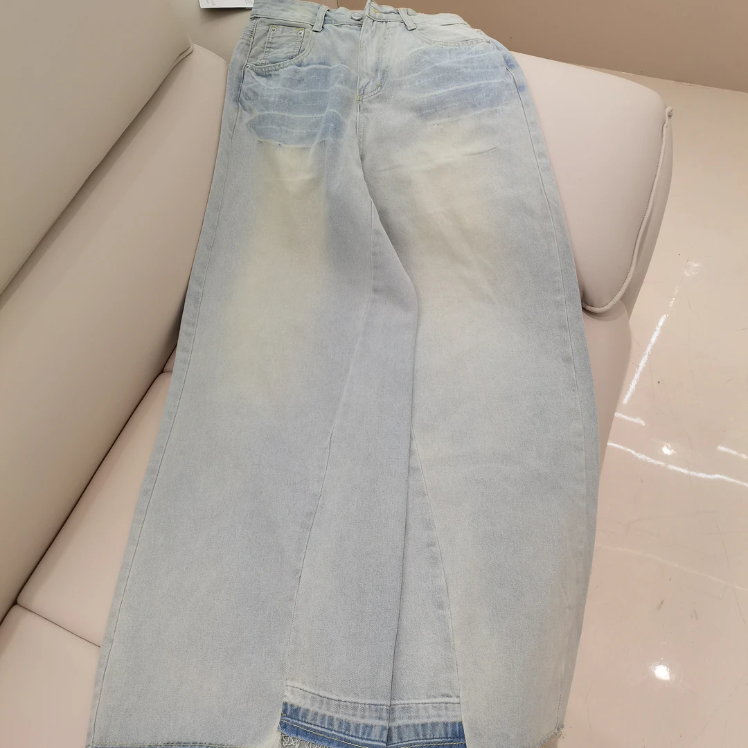 2025爆款～水洗蓝大码版型修身显腿长显瘦阔腿牛仔裤3130