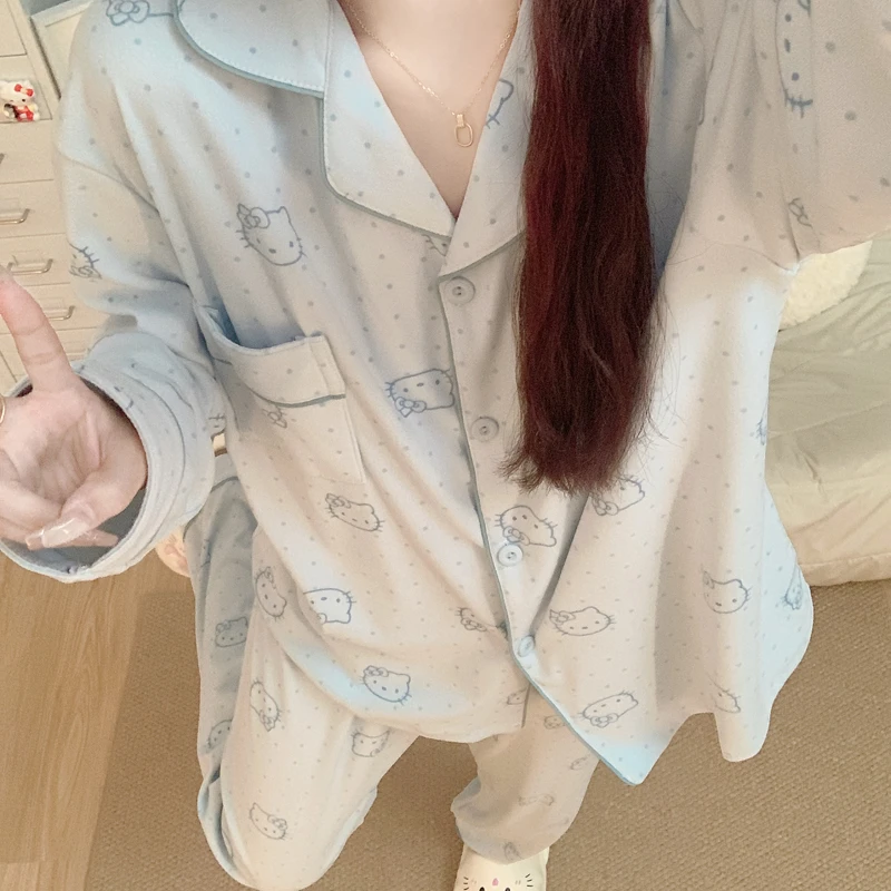 【秋冬德绒】加厚睡衣女2025新款长袖卡通小猫咪学生可爱家居服套装