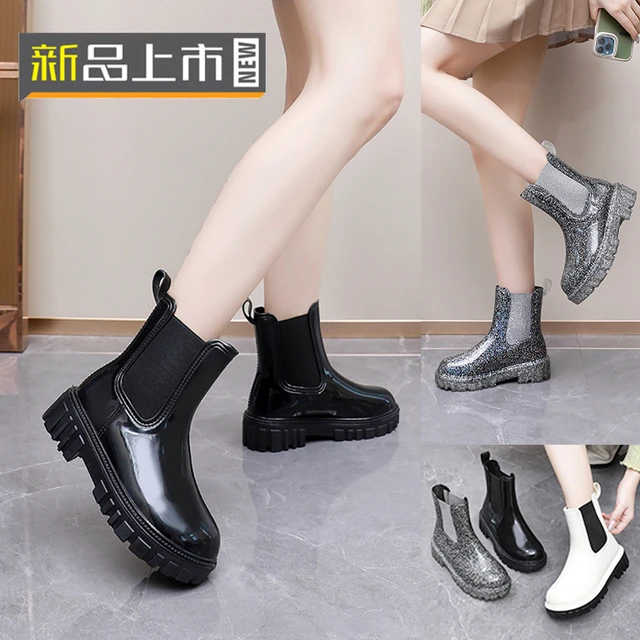 网红马丁雨靴女新款外穿厚底水鞋防水靴胶鞋防滑短筒日式增高雨鞋