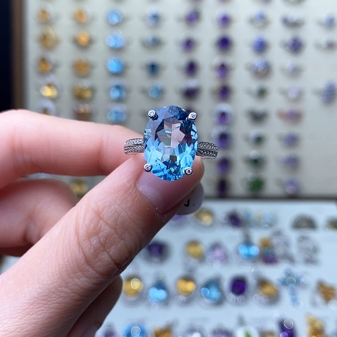 托帕石戒指银S925镶嵌（一物一证）