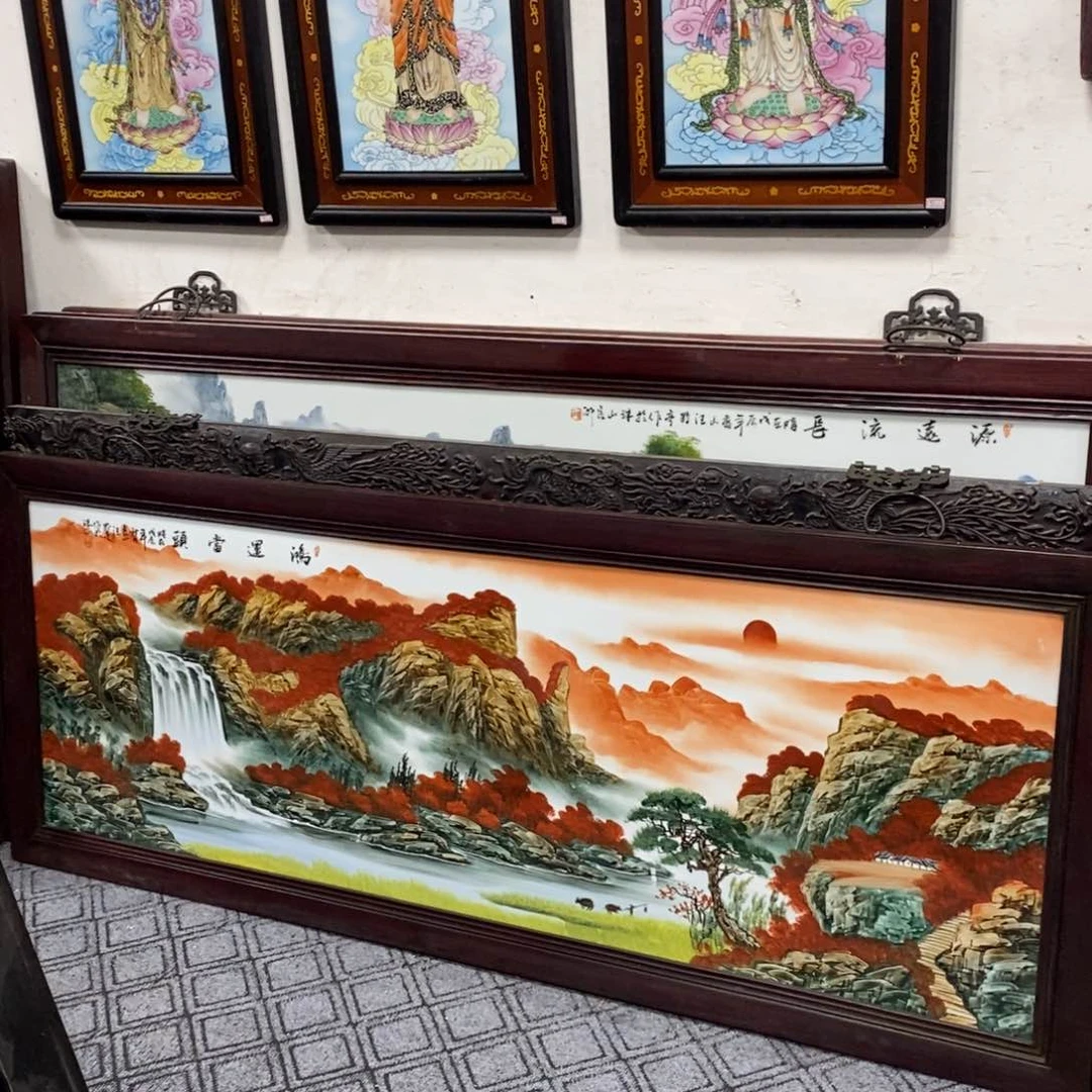 瓷片1.85*74*1景德镇瓷板画柴窑烧制