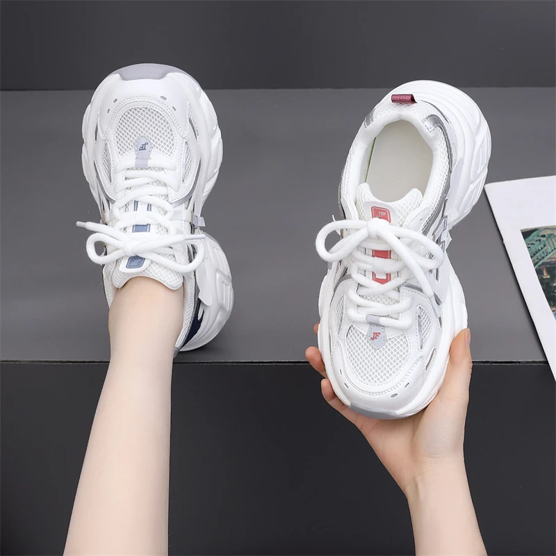 老爹鞋女2025新款春季鞋子女百搭网面透气跑步鞋休闲运动鞋显脚小