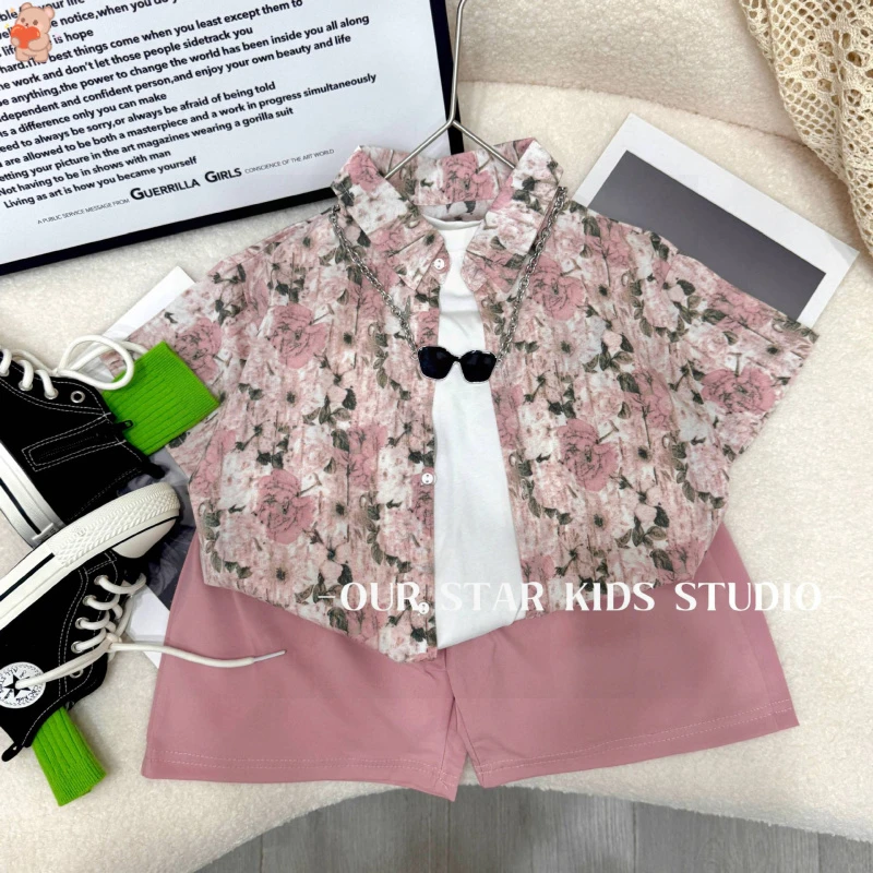 男童夏装短袖衬衫套装中大小童新款儿童夏季休闲童装