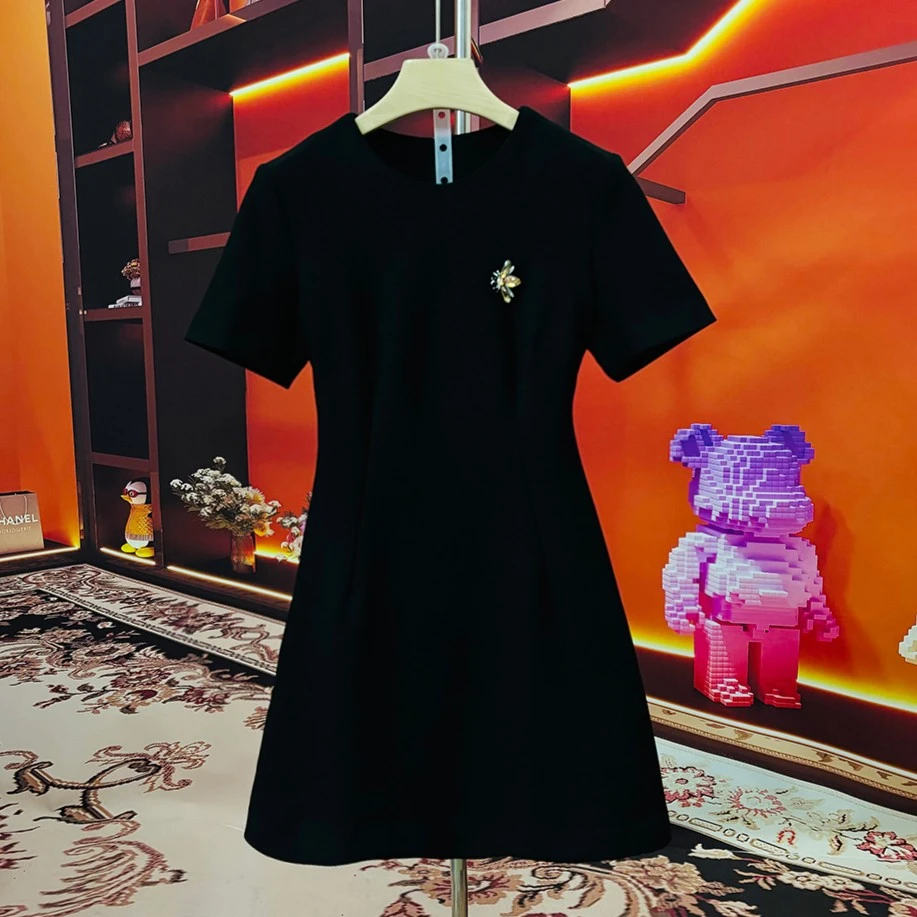 【贝贝】春夏气质短袖连衣裙礼服裙简约修身收腰显瘦轻奢抗皱中裙