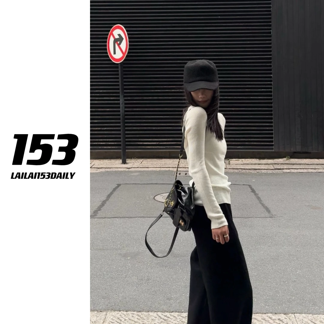 【153的日常】圆领软打底小个子女生秋季打底衫简约百搭款25QZ1378