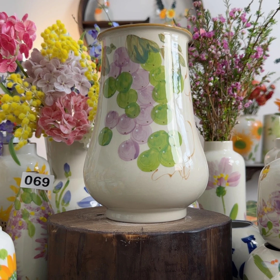 摆件景德镇陶瓷手绘小花瓶摆件无孔