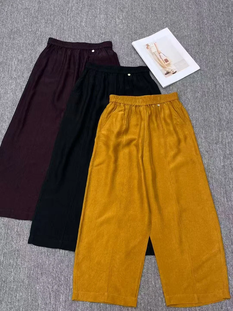 2025夏季新款高端时尚水光三醋酸显瘦宽松型凉凉裤女气质显瘦