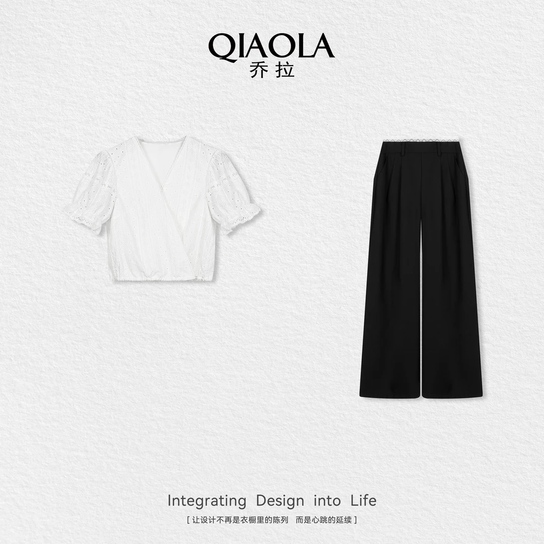 QIAOLA/乔拉【白羽落雪】夏新款透气舒适洋气百搭时尚流行套装预售