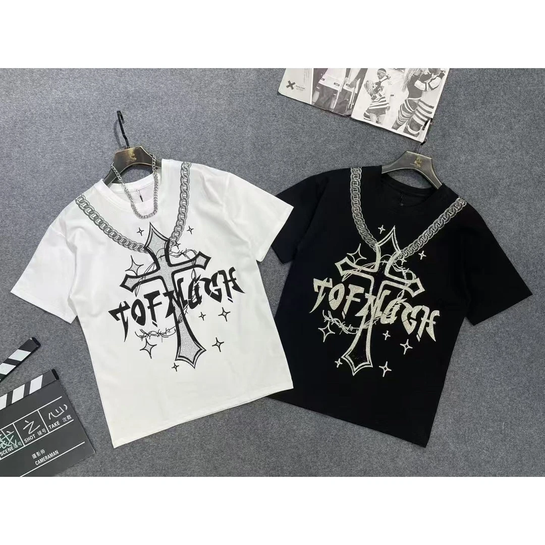 黑白潮牌打底衫上衣男士时尚夏季半袖潮流衣服休闲百搭欧美11986