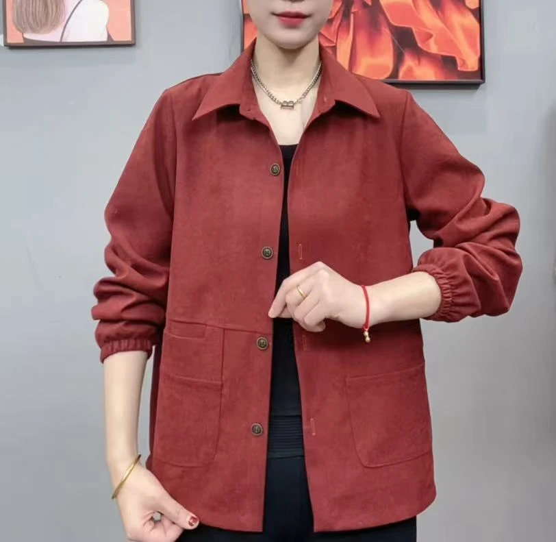 2025春季新款女士洋气宽松百搭气质妈妈装中老年衬衫外套