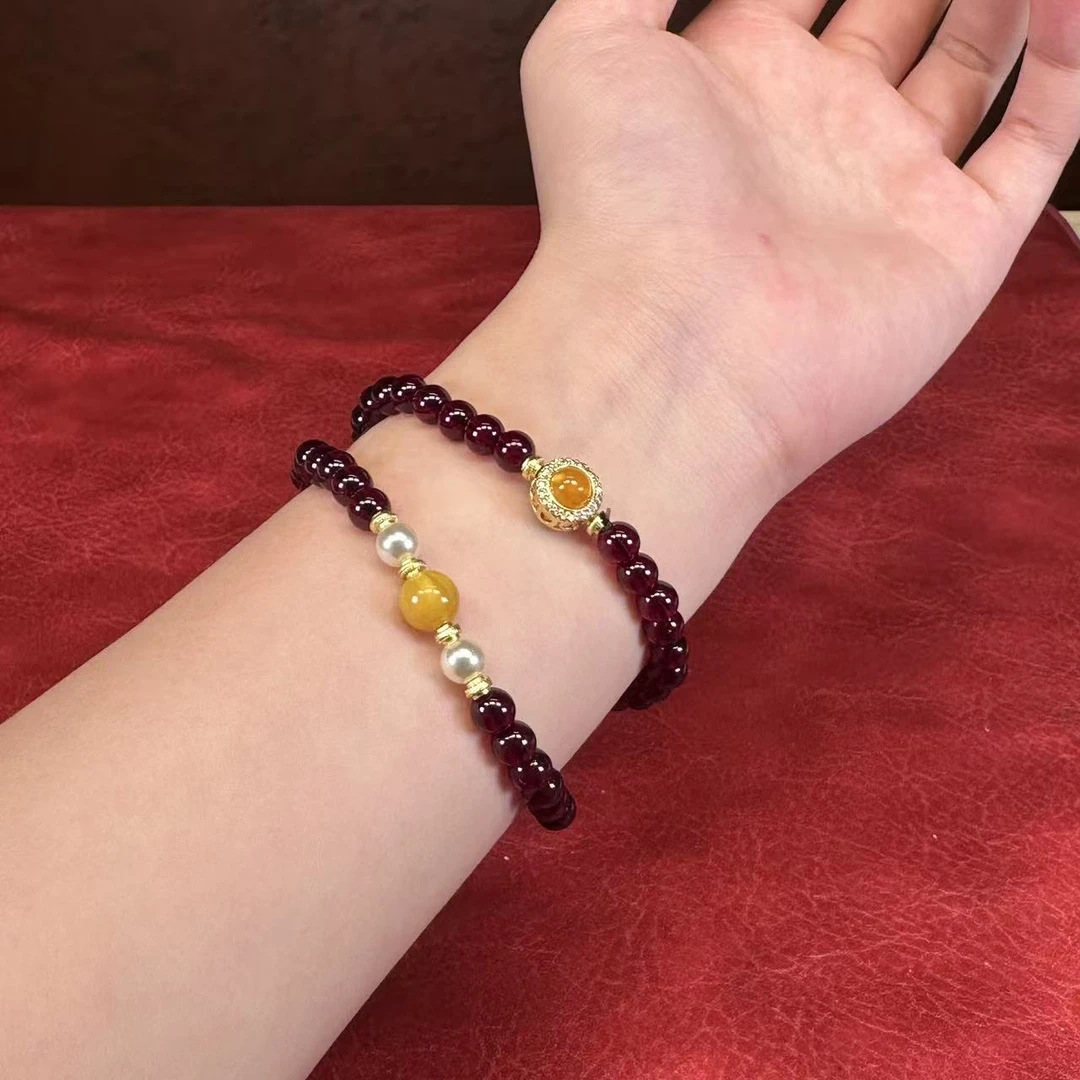 金眸聚福石榴石双圈(0.6)精美手串MK1043