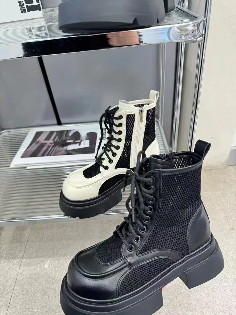 秋冬新款韩版通勤瘦瘦简约粗跟裸靴短靴86-6850