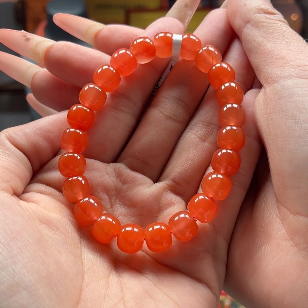 南红玛瑙未镶嵌手串原矿保山南红杨柳手串卡9