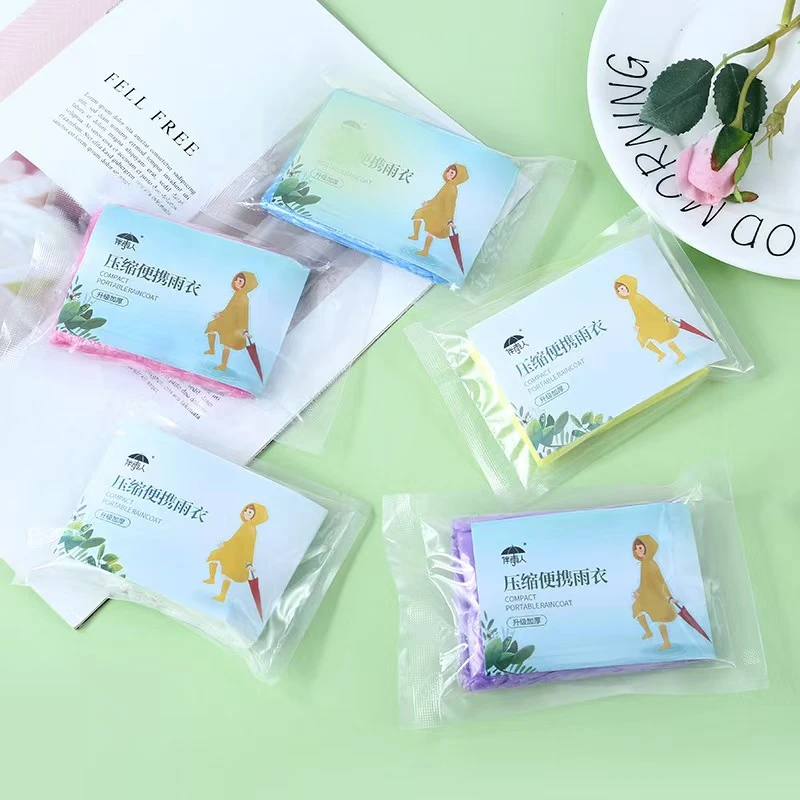 （买5送1）一次性雨衣压缩儿童成人防雨卡片雨披（身高110以上可用）