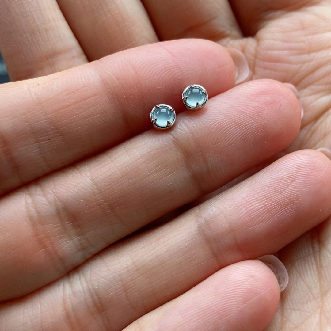 翡翠耳饰银S925镶嵌翡翠首饰