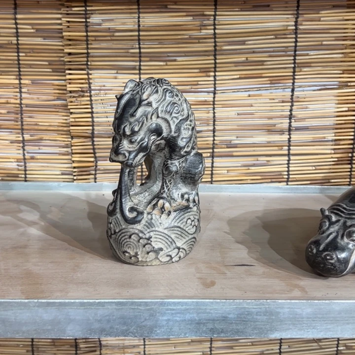 石材天然青石摆件吸水兽