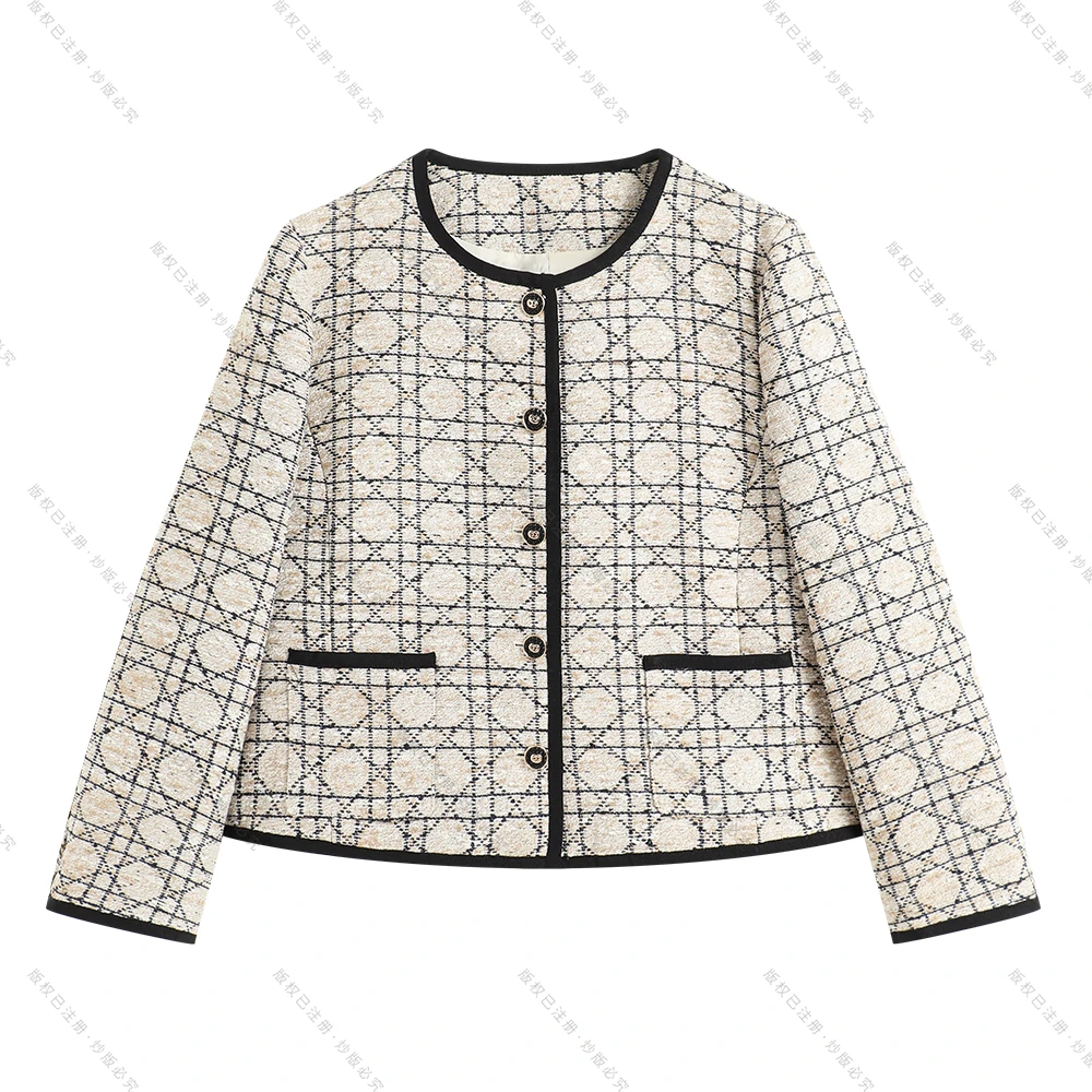 【南油虹姐】秋冬长袖名媛小香风短外套金纱小香风外套毛呢粗花呢