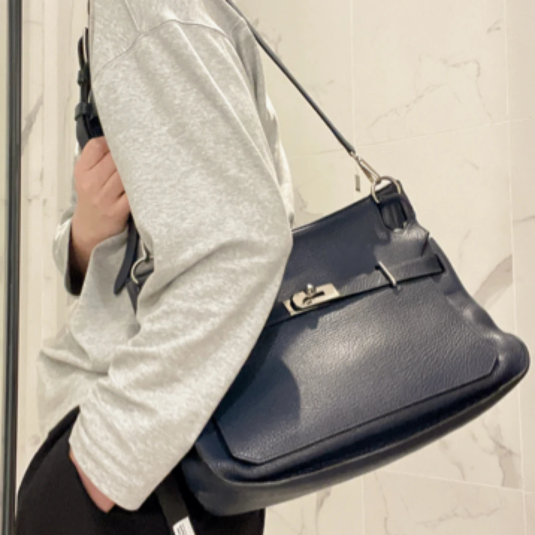 95新 Hermes/爱马仕 【涛】69PP03 黑银单肩斜挎吉普赛